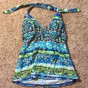 Blue Green Summer Tankini Bikini top Size 6 CHAPS